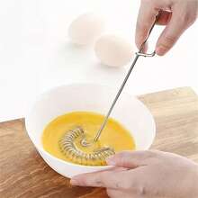 1pc Stainless Steel Egg Beater, Spring Baking Whisk, Coil Whisk For Kitchen Use - Multicolor - View 4