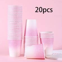 Bộ 10/20/60 chiếc, cốc giấy dùng một lần màu hồng chuyển dần sang trắng, dung tích 9 oz, cốc giấy đựng đường màu hồng, cốc cà phê, cốc trà, cốc tiệc tùng, cốc đựng đồ uống nóng và lạnh, thích hợp cho văn phòng, đám cưới, tiệc cưới hỏi, tiệc độc thân, nhà hàng, họp mặt gia đình và các dịp khác. - Hồng - Xem 10