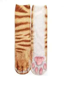 1 Pair Animal Paw Print Socks - Creative 3D Animal Socks, Funny Gift Suitable For Adults, Men, Women And Teens - Multicolor - View 3
