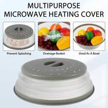 2 In 1 Upgrade Collapsible Microwave Lid (10.5 Inches) – Vented Folding Plate Cover. Acts As A Microwave Splatter Cover And Vegetable/Fruit Cleaning Basket, A Multi-Function Kitchen Tool For Easy Heating, Mess Prevention, And Produce Cleaning. - 彩色 - 查看 7