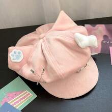 Handmade Cat Claw & Wing Beret Hat, Octagonal Cap, Alternative Subculture Cute Niche Fashion, Versatile Artist Painter Cap Baseball Hat, Suitable For Daily Cosplay Outfits And Styling - Multicolor - View 6