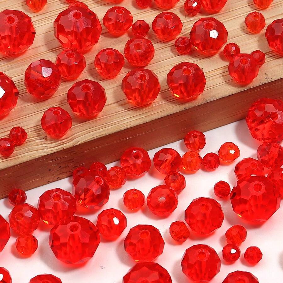 50-200颗闪亮奥地利水晶珠，红色玻璃珠，时尚经典百搭手工饰品DIY珠子，隔珠，适用于友谊手链、耳环、头饰、吊坠、服装装饰、工艺品和时尚配饰