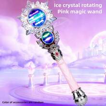 Kids' Interactive Light-Up Snowflake Magic Wand Toy In Pink & Blue, Holiday & Birthday Gift For Girls, Princess Party Accessory