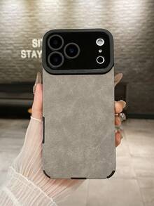 Premium Gray Leather Phone Case, Minimalist & Fashionable PU Leather, Soft-Touch Suede Finish, Anti-Scratch, Anti-Slip, Fingerprint-Resistant, Lens Protection, Compatible With IPhone 16/13, 17 Pro Max/17, 17 Pro