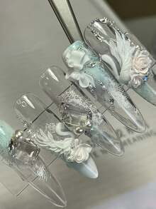 1pc Elegant Swan, Rose, Curtain Flower 3D Nail Art Silicone Mold Template, DIY Nail Mold - Clear - View 2