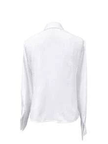 1pc Women's Solid Color Button-Up Elegant Commuter Casual Slim Fit Long Sleeve Shirt, Suitable For Office, Home, Daily Wear, And Dates, All Seasons - White - View 5