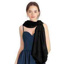 P Pothuiny Women Chiffon Sheer Shawl Wraps For Evening Dresses, 79inchx24inch Lightweight Soft Chiffon Scarfs Wedding Party Bridal,79inchx24inch,Black - 黑色 - 查看 4