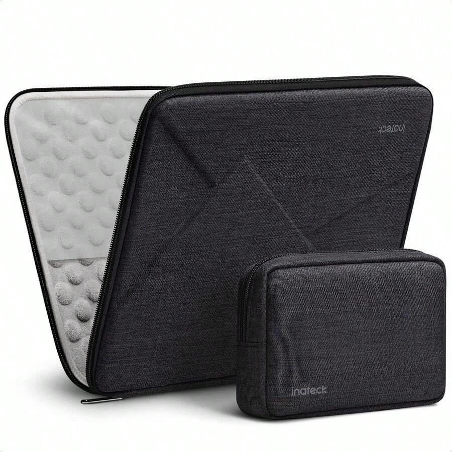 13.3 Inch Shockproof EVA Laptop Sleeve Hard Case Compatible With 14 Inch  Pro Max M4 M3 M2 M1 20212024, 13 Inch  Air Pro 20122017, With Accessory Bag, Black Gray - 13 - 查看 1