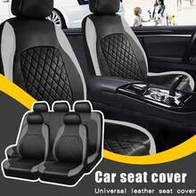 9件/4件套PU皮革绗缝汽车座椅套，通用型，适用于大多数轿车、SUV、皮卡汽车座椅套全套 - PU皮革 - 查看 6