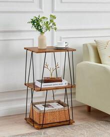 Oferta especial de Año Nuevo y San Valentín:Mesa de centro multifuncional de diseño de tres niveles en color marrón - Marrón - Ver 3