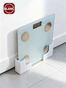 Smart Scale Storage Shelf With Electronic Scale - No Drill Adhesive/Mounting Hardware Included, White Modern Bathroom & Kitchen Cabinet Organizer With Weight Sensor, Durable Plastic Construction, Space-Saving Design With Upper Shelf & Lower Storage For Toilet Paper, Towels, Medication - Ideal For Small Bathrooms