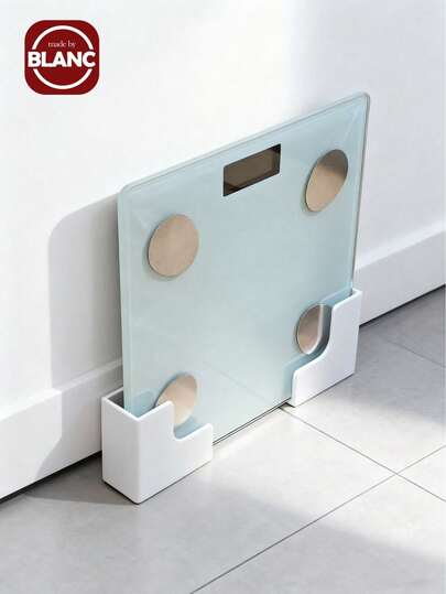 带电子秤的智能秤储物架 - 无需钻孔粘合剂/安装硬件，白色现代浴室和厨房橱柜整理器，带重量传感器，耐用塑料结构，节省空间的设计，带有上层搁板和下层储物架，可存放卫生纸、毛巾、药物 - 非常适合小型浴室