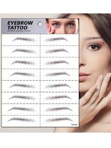1pc 6D Realistic Eyebrow Tattoo Sticker, Waterproof Eyebrow Tattoo Decal - Black - View 5