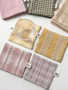 2个随机颜色多巴胺主题手工纯棉布杯垫，适合家居装饰、日常使用和节日/生日礼物