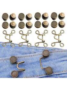 EstiloTendenciaWalquicks Juego De 4 Botones De Cintura Sin Tachuelas Para Pantalones Vaqueros Desmontables RetráCtil Vaqueros BotóN Instant Buttons Tensor De Cintura De Pantalones, Extensor De BotóN(Negro)Calidad PremiumVersióN Mejorada - cobre - Ver 2