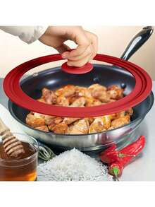 1pc Universal Pot Lid, Suitable For Various Cookware, Featuring Heat-Resistant Silicone Rim And Tempered Glass, Fits 6", 7", 8", 9.5", 10.5", 11" Diameter Pots - Multicolor - View 9