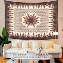 1pc Decorative Tapestry Twin Hippie Mandala Bohemian  Hippy Intricate Floral Design  Tapestry Brown Black, Durable Tapestries | Home Decor | 2D Flat | Room Decor | Festival Decor | Party Decor, Perfect Gift For Family And Boyfriend Or Friends - Kiểu 1 - Xem 8