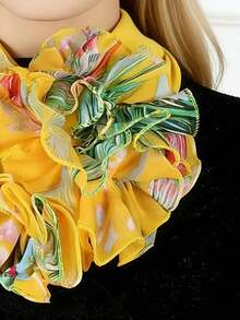 1pc Women's Floral Versatile Multifunctional Headband/Neck Scarf, Everyday Wear - Yellow - View 3