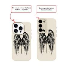 1个TPU材质深色翅膀图案手机壳，兼容 17 Pro Max/17/16 Pro Max/15/13/12/11、S20 FE/A15/S24/A55、Redmi Note 11/Note 12/Note 13 Pro，全包防摔软保护壳 - 白色 - 查看 7