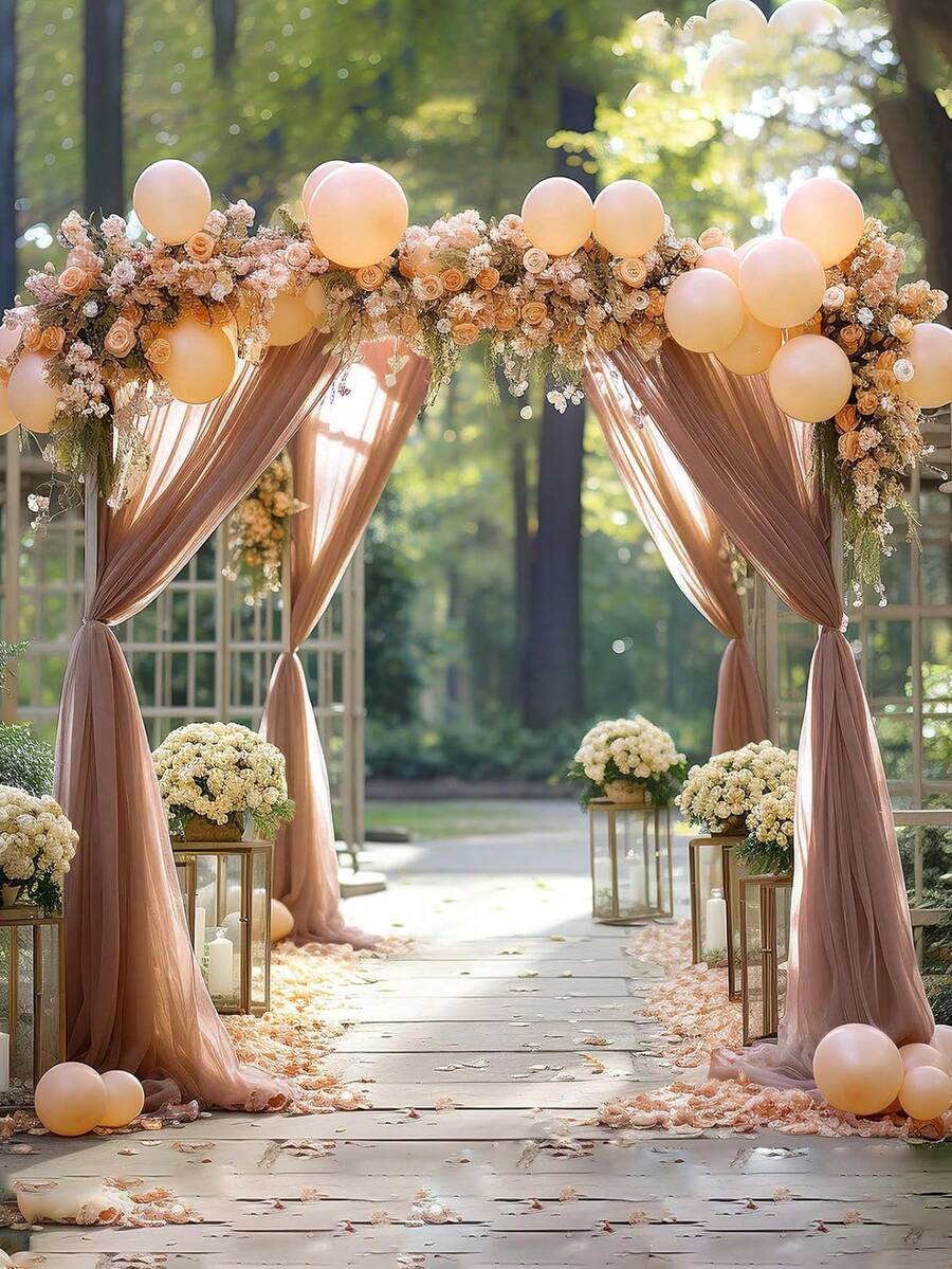1 Stück 75*300/600cm champagnerfarbener transparenter Vorhang, geeignet für Hochzeitshintergrund, Geburtstagsparty, Babyparty, Bridal-Shower, Hochzeitszeremonie Dekoration, kann auch für Bridal-Shower, Hochzeitszeremonie, Empfang, Raumhintergrund zuhause, Mehrzweck-Hochzeitsbogen, Treppenhaus, Stuhldekor verwendet werden, Valentinstag Geschenk, Hochzeitsgeschenk, Ramadan Dekoration, Frühlingsdekoration, Osterdekoration