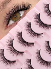 7 Pairs Natural Lashes Crossed Faux Mink Eyelashes Wispy Fluffy False Eyelashes Lightweight Natural Look Lashes For Makeup Strip Lashes, Lashes, Eyelashes, Fake Lashes - Criss Cross lashes - View 2