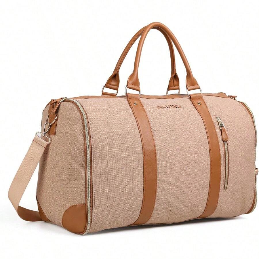 ms Nautica - Maleta Colgante 2 en 1 Plegable Portatrajes de Viaje con Compartimento para Zapatos Maleta Convertible para Viajes Grandes en Color - Naranja - Ver 1