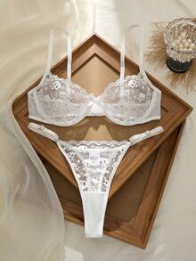 Sexy Lingerie Spring And Summer White Bride Lace Skeleton Bra Set, Breathable Mesh Sexy European And American Style Underwear Two Pieces Set, Promiscuous Clothing, Exotic Women's Underwear, Sexy, Fantasy Fantasy, Transparent Bra, See Through Clothing, Hot, Erotic, Bedroom Clothing, Erotic Couple Dating - White - View 4