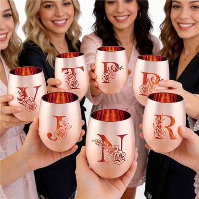 Monogram Gifts For Women - Initial A-Z Wine Glass, Unique Christmas Birthday Gifts For Her, Mom, Wife, Sister, Daughter, Friend