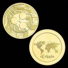 1枚瑞波币实物加密货币硬币，镀金纪念品，艺术收藏品