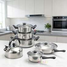 12 Piezas Juego De Ollas Y Sartenes De Acero Inoxidable De , Juego De Utensilios De Cocina Con Mangos Resistentes Al FríO, Ollas Y Sartenes Adecuadas Para Todas Las Estufas, Gas, EléCtricas E InduccióN, Aptas Para Lavavajillas - Plateado - Ver 2