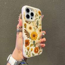 お花の茎のスマホケース、ヴィンテージスタイル、 17/17pro/17promax/17Air/16/16pro/16plus/16promax/15/15promax/15pro/11/12/13/14promax/12mini/13mini/11pro/11promax/12pro/12promax/13pro/13promax/14pro/14promaxに対応、デイジーとリーフの柄のエレガントなギフト、ボタニカルイラストのレトロデザインで彼女へのプレゼント、アーティスティックなフラワーガーデン我が家のギフト。 - ピンク - チェックする 5