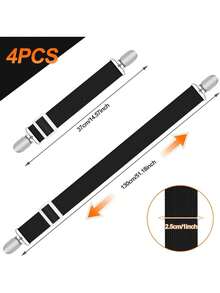 Estilo4 Tensores De SáBanas Ajustables (30 Cm A 130 Cm), Tensores EláSticos Para SáBanas Con Clips De Metal, Correas Tensoras Para ColchóN, SáBanas, SofáSVersióN Mejorada - 8 negros - Ver 2