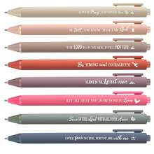 4/8pcs Bible Verse Ballpoint Pens, Christian Ballpoint Pens, Inspirational Quotes Pens, Small Push-Button Ballpoint Pens, Mini Black Ink Pens, Religious Gifts, Suitable For Women, Men, Office, School (Light Color) - Multicolor - View 2