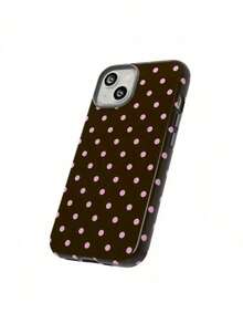 GIIPPA 1pc Cute Pink Polka Dot Phone Case Compatible With Iphone 15/14/13, 1pc Fashionable Brown Polka Dot Phone Case Compatible With Iphone 15/14/13 Pro Max/Plus, Durable Shock-Resistant Full-Body Protection, Slim Fit Design, Suitable For Women And Girls, Item No. 35460, Also Compatible With IPhone 17 Air - Multicolor - View 3