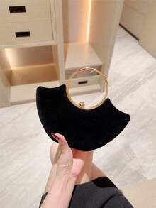 黑色复古丝绒盒式手拿包，优雅高端的婚礼派对手提包，专为精致女士设计，适合搭配旗袍和正式礼服，为女士晚装增添优雅魅力，是理想的情人节礼物。 - 黑色 - 查看 7