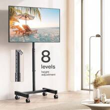 Mobile TV Cart, Rolling TV Stand For 13-50 Inch With 30° Tilt Universal TVs Cart For LED/LCD/OLED Height Adjustable Floor TV Stand Holds 44lbs Portable Monitor Stand Max VESA 200x200mm - 米色 - 查看 3
