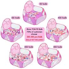 QWER-Eocolz Tienda de campaña grande para niños pequeños con aro de baloncesto y bolsa de almacenamiento con cremallera 120 cm pelotas no incluidas rosa - Rosa - Ver 5