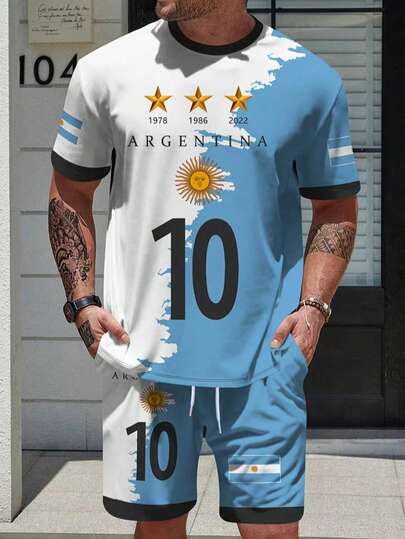 Men's Summer Outerwear - Quick-Dry T-Shirt And Shorts, Retro Striped Print, Navy Blue And White, Casual Streetwear, Perfect For Gym, Running, And Leisure Wear, Ideal Gift For Birthdays Or Holidays, Fitness Apparel | Streetwear |