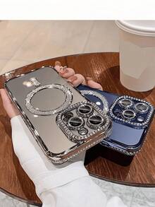 Hadaasi 1个奢华闪亮钻石透明手机壳，兼容 16/15/14 Plus/13/12/11 Pro Max，磁吸式无线充电后盖，浅粉色 - 粉 - 查看 5