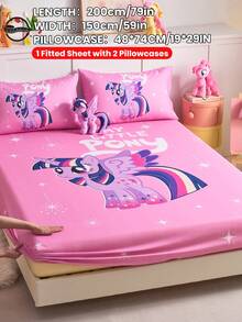 2/3件組 My Little Pony 印花包床單套組，親膚床墊保護套，舒適柔軟，多尺寸可選，適用 Full/Twin/Double/Queen/King 床，可機洗，卡通角色設計 - 彩色 - 查看 18