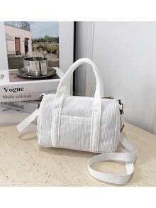 1个大号儿童手提包校园包女孩包斜挎包单肩包，轻便易携，拉链封口，灯芯绒材质，适合初中生、青少年、女儿、女朋友、女孩等日常使用，理想的收纳包，秋冬季必备单品。 - 彩色 - 查看 8