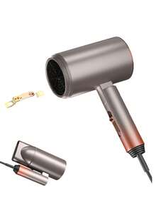 1pc Gradient High Power Hair Dryer, Foldable, Travel Portable, Create Smooth And Shiny Hair - Gold - View 9