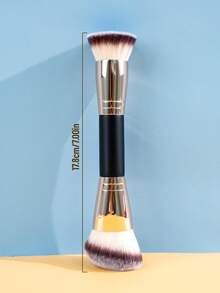 1pc 2-In-1 Face Makeup Brush, Soft Fiber Contour & Foundation Brush, Large Handle For Contouring, Foundation And Concealer Application - Black - View 6