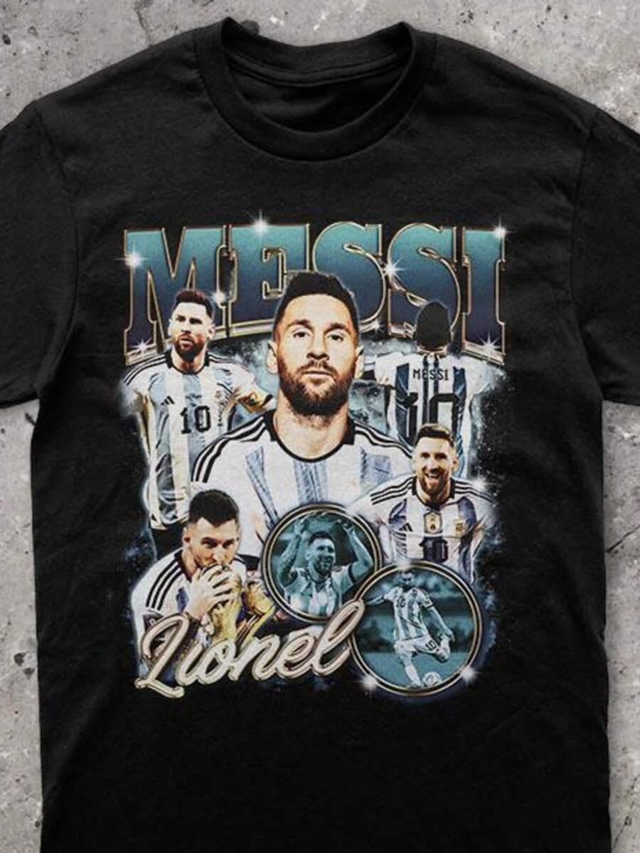 Lionel  Bootleg Shirt For   Gift For Soccer Fan Vintage T-2 (2) - màu đen - Xem 1