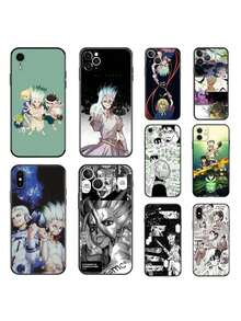 Funda Mate para Teléfono Compatible con 16 Plus 15 14 13 12 11 Pro Max Mini 7 8 XR 16Pro XSMax Dr. STONE Anime Negra Suave, Funda compatible con funda  17 pro max, funda  17 pro, funda  17, funda  16, funda  16 pro max, funda  15 - UUAZA01 - Ver 1