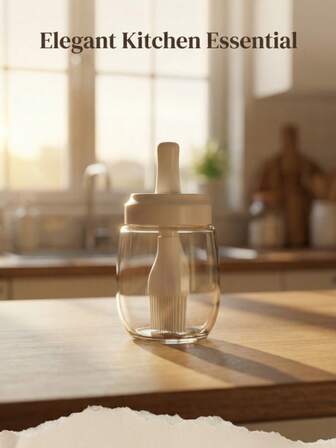 1 st. kryddflaska i glas med olja, högtemperaturtålig och lättrengörlig matlagningsflaska, lämplig för kryddportionering, köksmakning, utomhusgrill, kvantitativ oljeutvinning, droppsäker flasköppning, multifunktionell kryddkruka, populärt köksredskap.