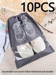 20pcs Shoe Storage Bags, Dust-Proof Shoe Bags, Drawstring Closure Transparent Travel Shoe Organizer Bags, Waterproof, Breathable Non-Woven Fabric, Storage Organizer, Travel Essential - Multicolor - View 13