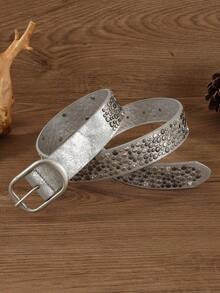 1pc Women's Street Punk Style Rivet Embellished Asymmetrical Metal PU Belt, Suitable For Party, Travel, Fashion Summer, School Fall, Autumn, Halloween - A - Xem 10