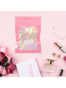 EstiloCOHEALI 100 Uds.Con Ventana Embalaje HolográFico Paquete De Autosellado Bolsa De Almacenamiento PláStico Para JoyeríA Baratija RosaVersióN Mejorada - 1 - Ver 10