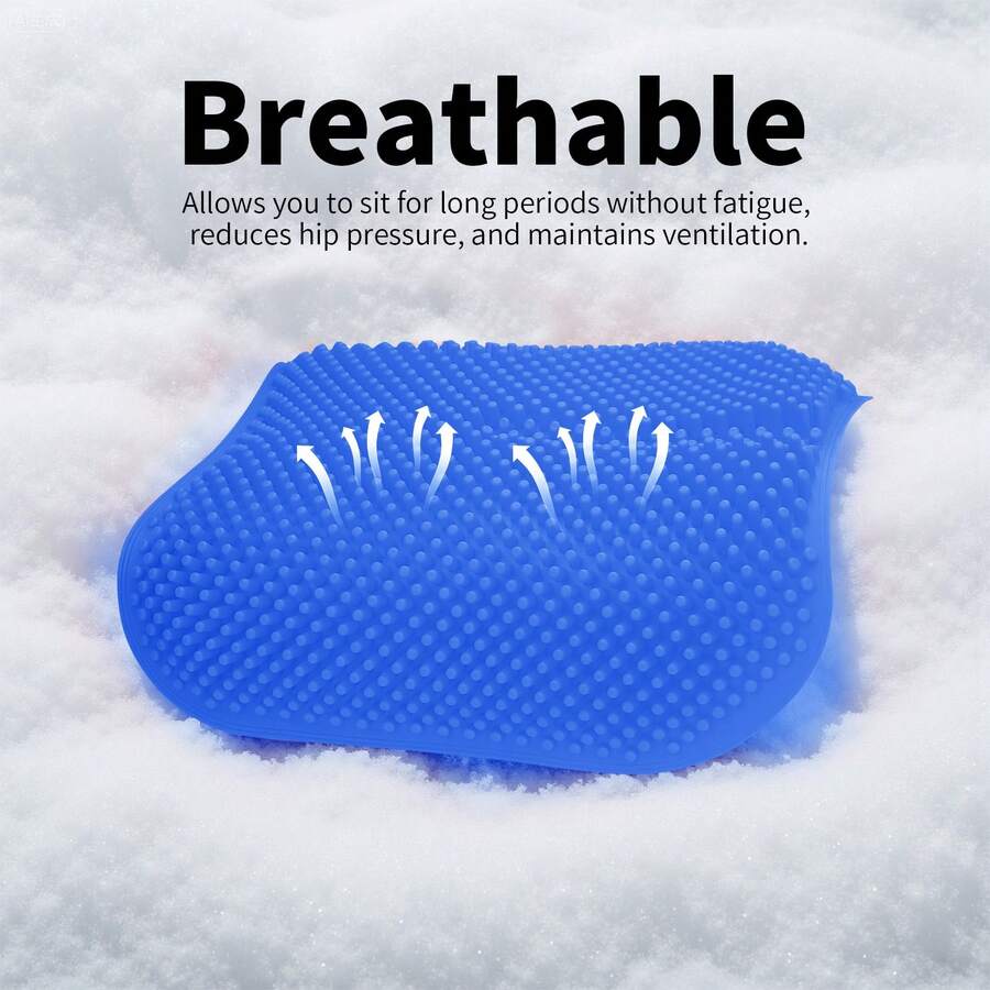 Silicon Seat Cushion, Cooling Seat Cushion (Super Large & Thick), Breathable Honeycomb Design Absorbs Pressure Points Seat Cushion, Gel Cushion For Office Chair, Home Car Seat Cushion For Wheelchair - 灰色 - 查看 1
